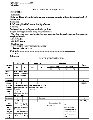 Giáo án Vật lí Lớp 6 - Tiết 33 Kiểm tra học kỳ II - Năm học 2019-2020